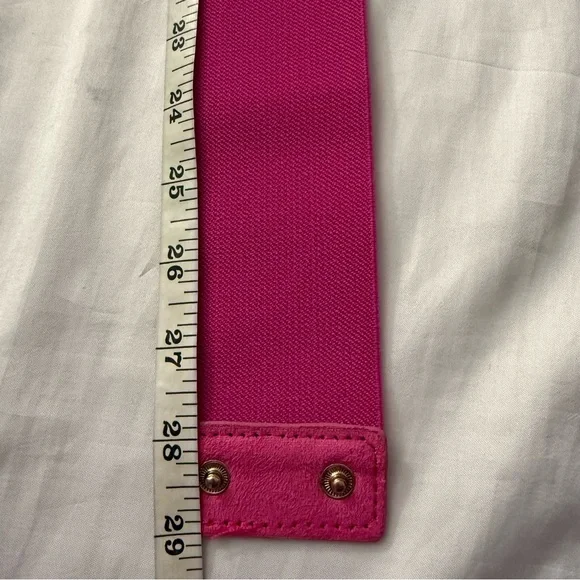 Fuchsia statement satin double flower wide elastic waistband belt - Picture 6 of 9